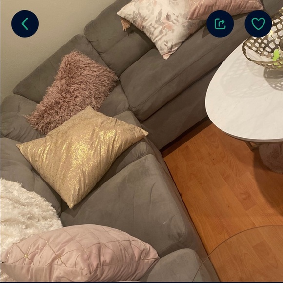 Gray, suede couches - Picture 4 of 5